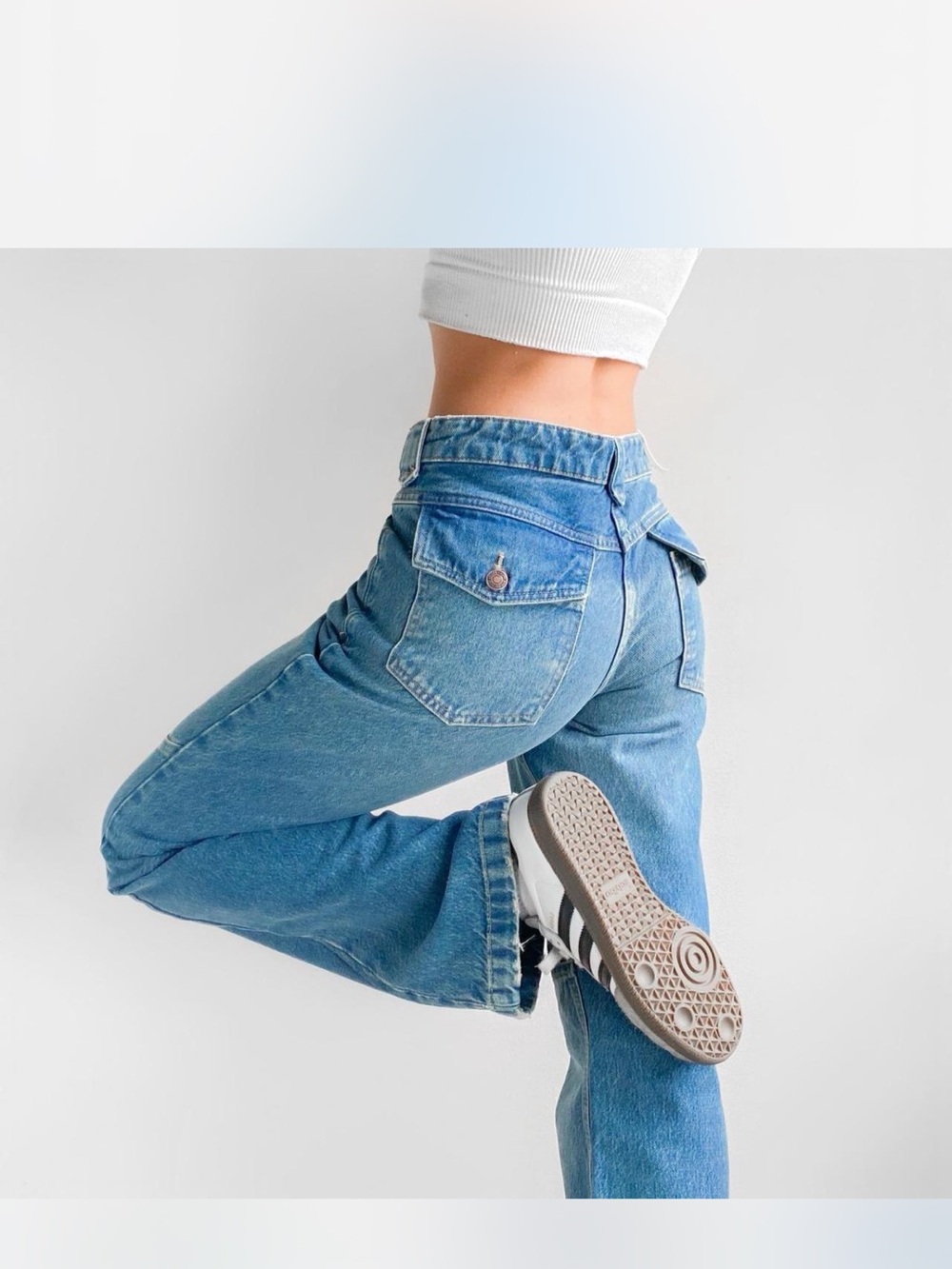 Free People Light Blue Wide Leg Jeans
